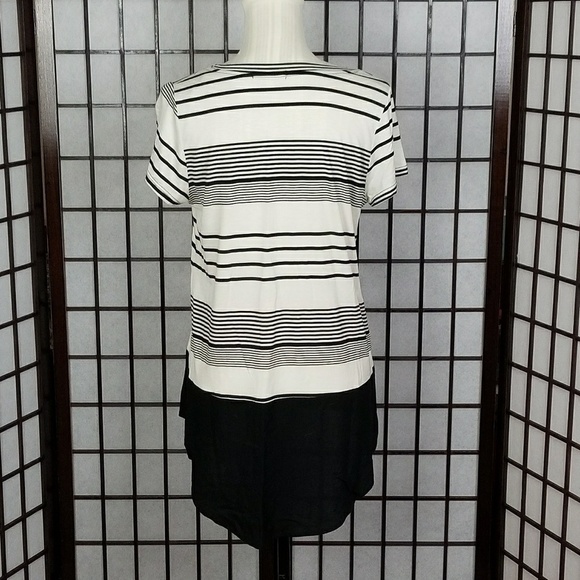 PLEIONE High Low Off White & Black Striped Top - Picture 2 of 5